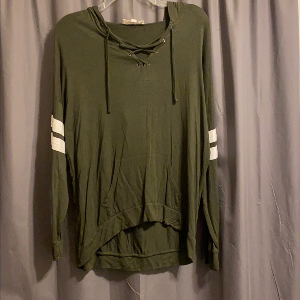 Long sleeve light lace up sweatshirt